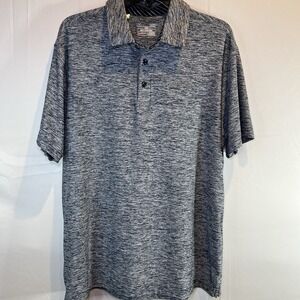 UNDER ARMOUR Men's Large Blue Polyester Polo Golf Shirt 3-Button Loose Heatgaurd